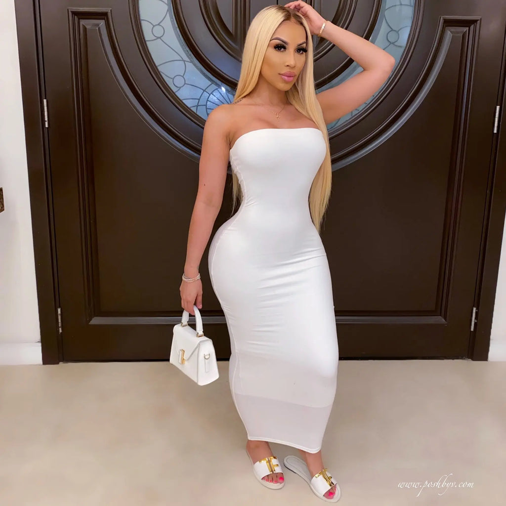 Women's Sophisticated Strapless Body-Hugging Dress for Parties & Beach