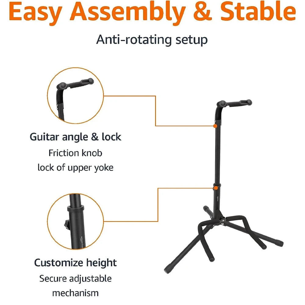 Collapsible Guitar Stand with Secure Lock - Lightweight & Travel-Friendly