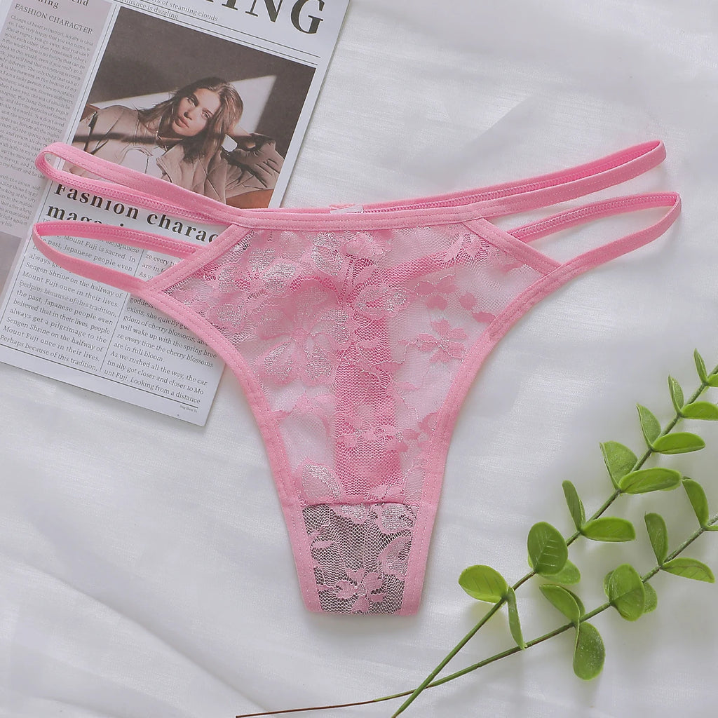 Delicate Floral Embroidery Thong - Soft Low-Waist Sexy Briefs
