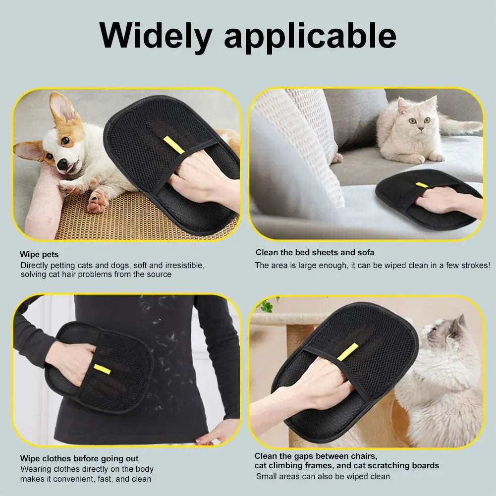 Pet hair removal glove for cats, dogs, clothes, and furniture cleaning