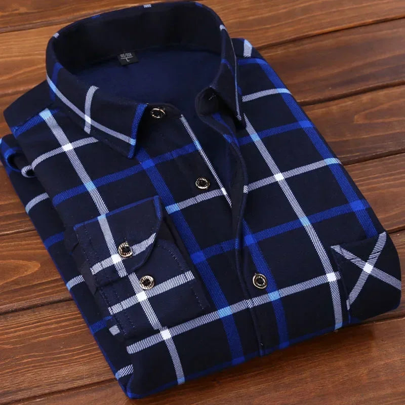 Men's Ultra-Warm Fleece Lined Flannel – Classic Plaid Winter Shirt