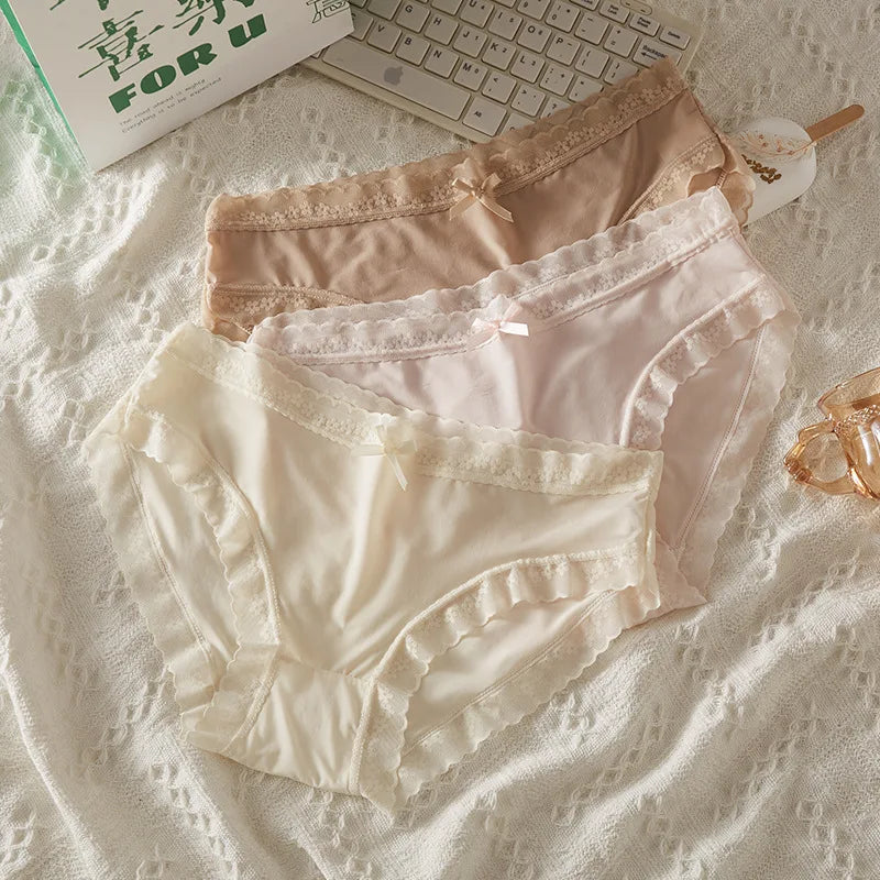 Chic Lace Trim Seamless Underwear (Set of 3) - Quick-Dry Invisible Briefs