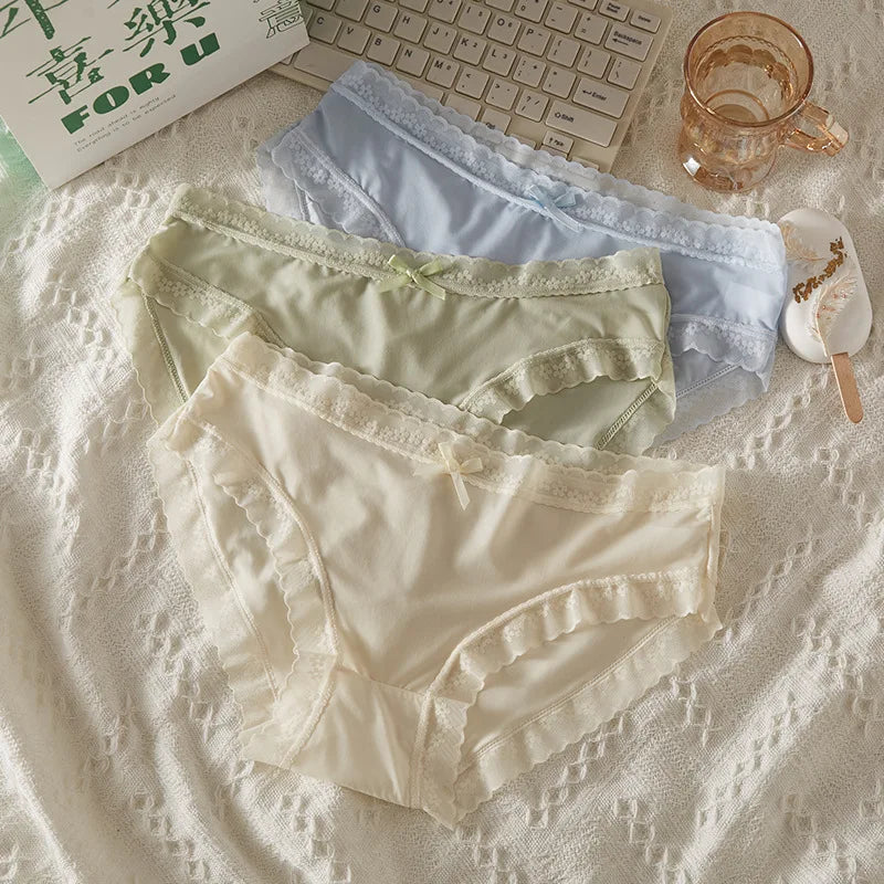 Chic Lace Trim Seamless Underwear (Set of 3) - Quick-Dry Invisible Briefs
