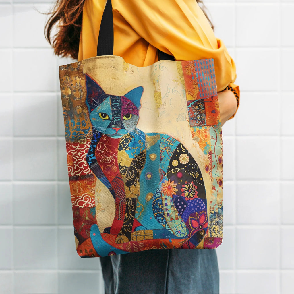 "The Aesthetic Cat & Flora Canvas Tote Bag"