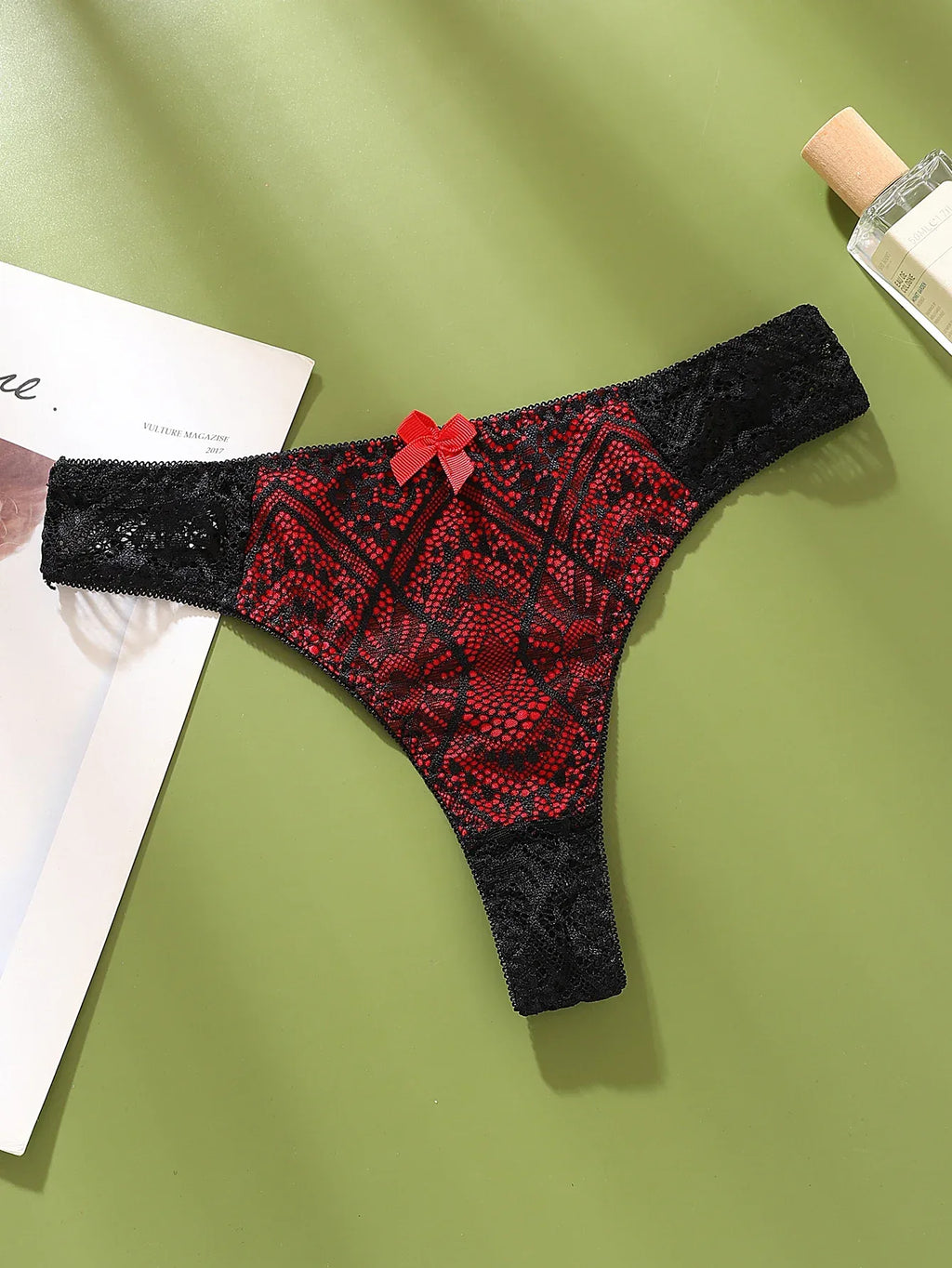 Sexy Lace G-String Thong - Transparent Color-Block Intimates