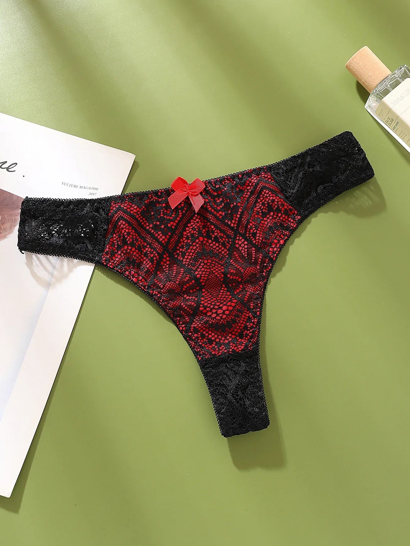 Sexy Lace G-String Thong - Transparent Color-Block Intimates