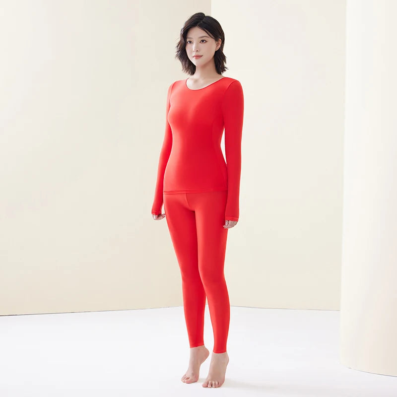 Women’s Heat-Retention Base Layer Set - Soft Fleece-Lined Thermal Top & Bottoms