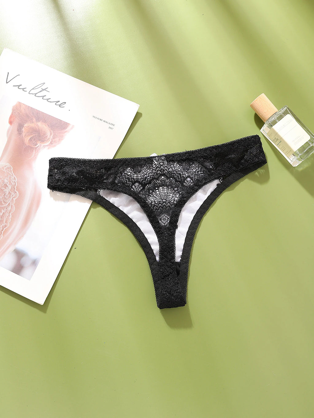Sexy Lace G-String Thong - Transparent Color-Block Intimates