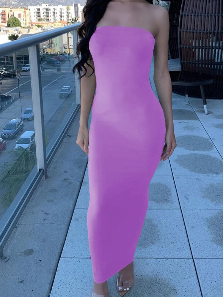 Women's Sophisticated Strapless Body-Hugging Dress for Parties & Beach