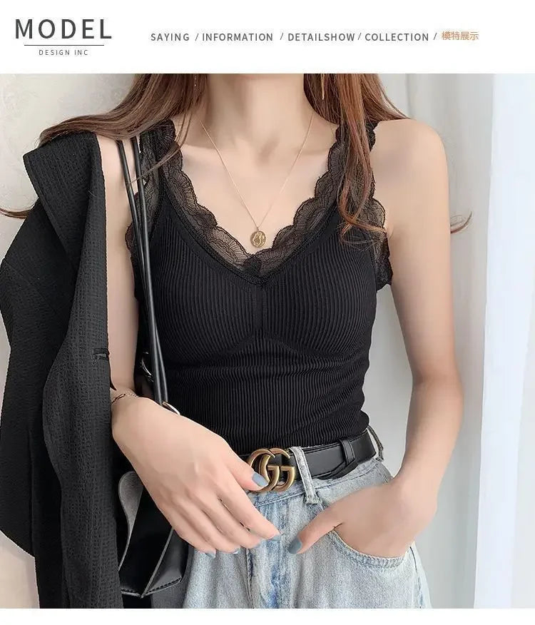 Sexy Lace Thermal Cami - Thick Velvet-Lined Slimming Undershirt