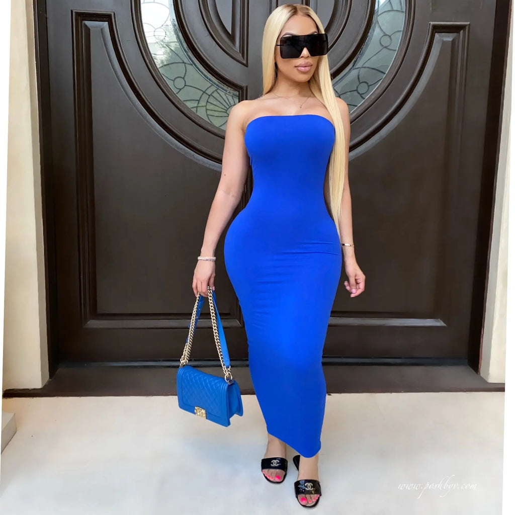 Women's Sophisticated Strapless Body-Hugging Dress for Parties & Beach