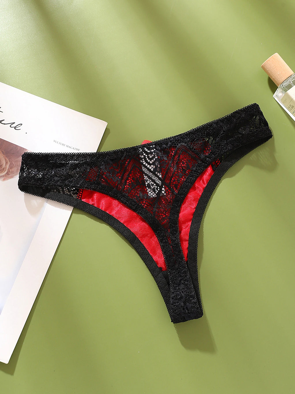 Sexy Lace G-String Thong - Transparent Color-Block Intimates