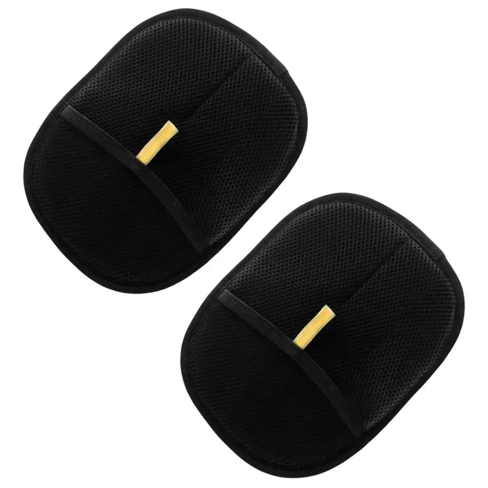 Black mesh shoe insoles with yellow accent, breathable comfort inserts for athletic footwear