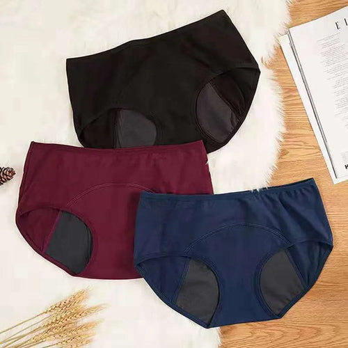 3-Pack High-Absorbency Menstrual Panties - Comfortable Cotton Period Briefs