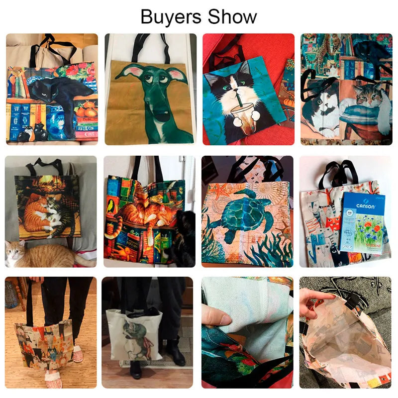 "The Aesthetic Cat & Flora Canvas Tote Bag"