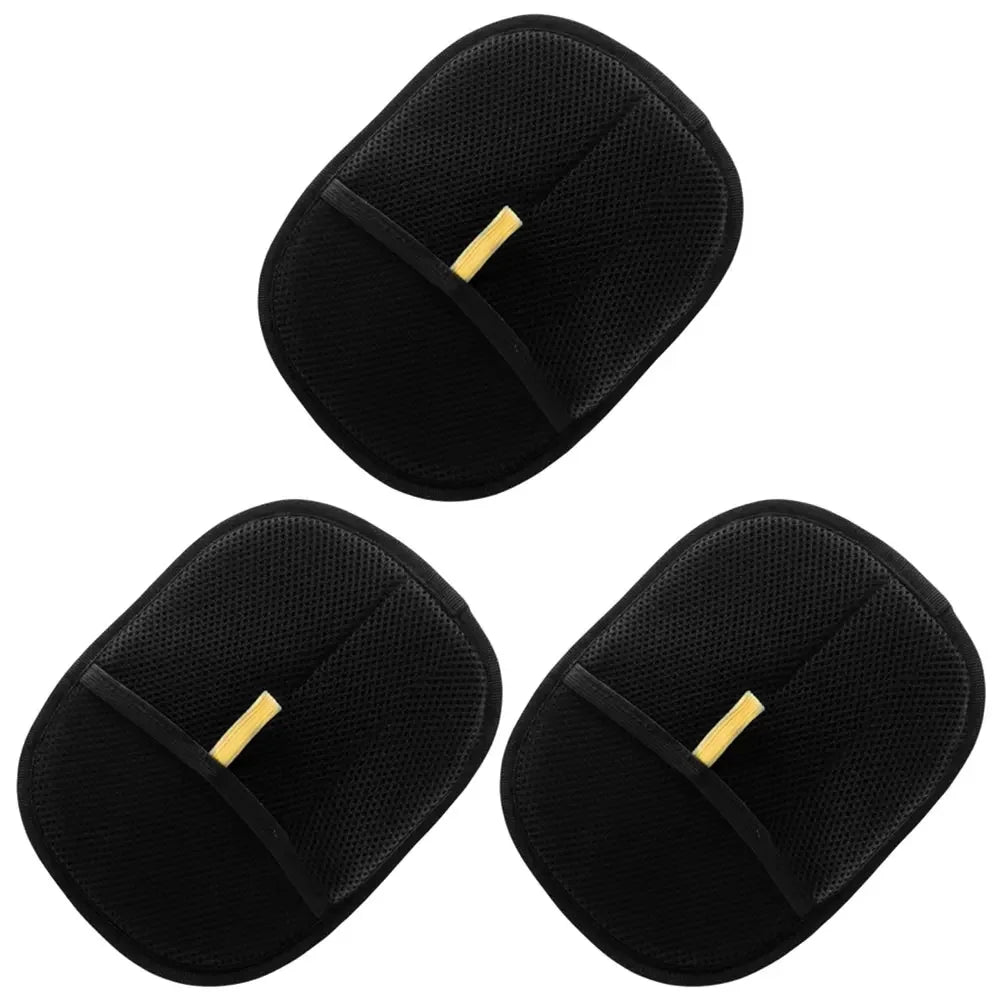 Black mesh slipper pads with yellow accents, ideal for comfort and grip