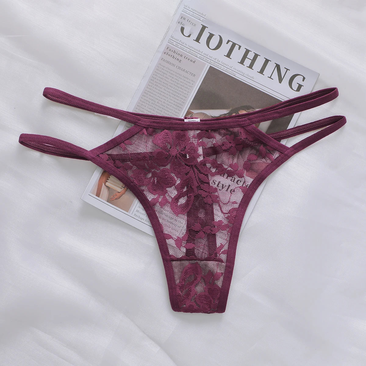 Delicate Floral Embroidery Thong - Soft Low-Waist Sexy Briefs