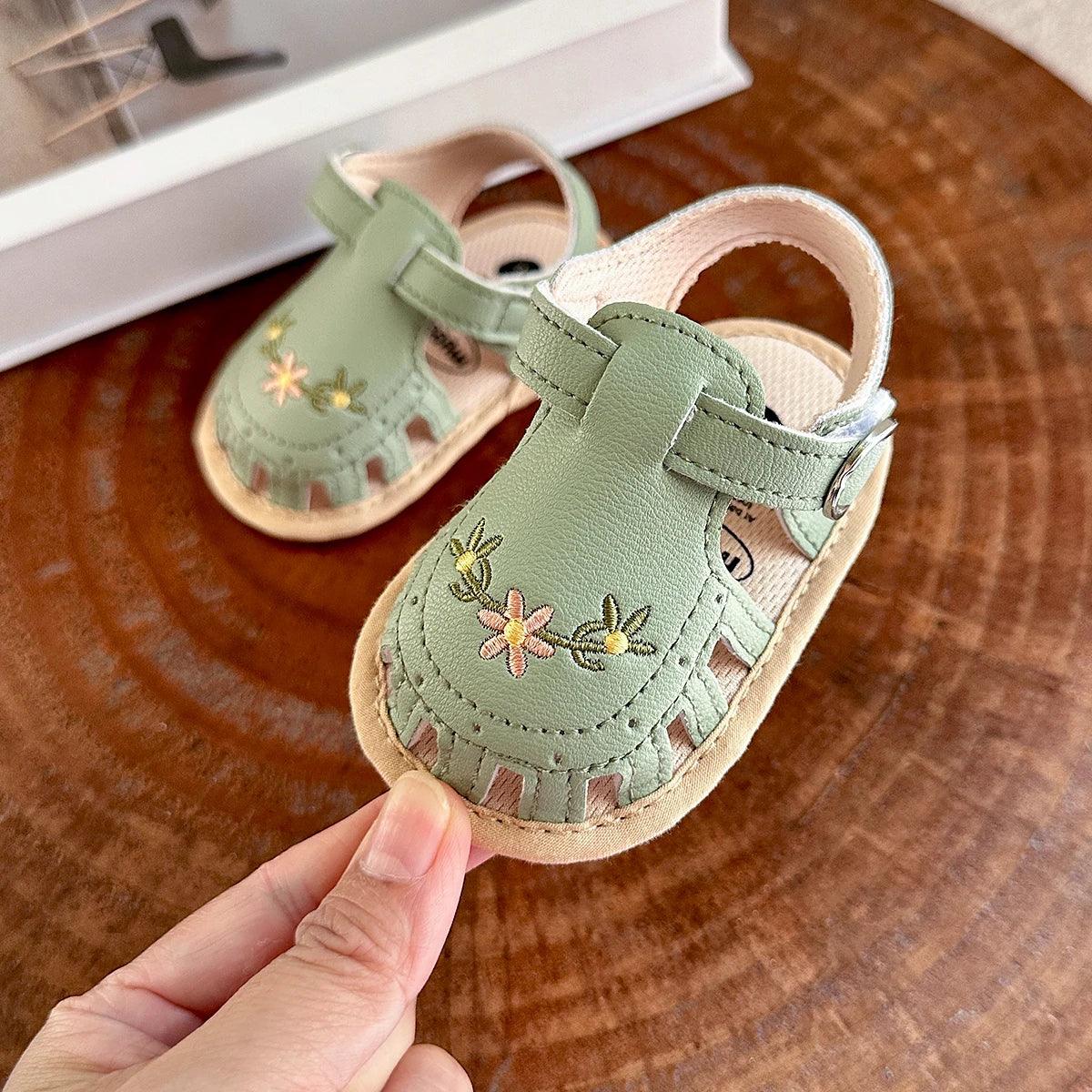 Adorable Floral Infant Sandals – Non-Slip Pre-Walkers for Baby Boys & Girls