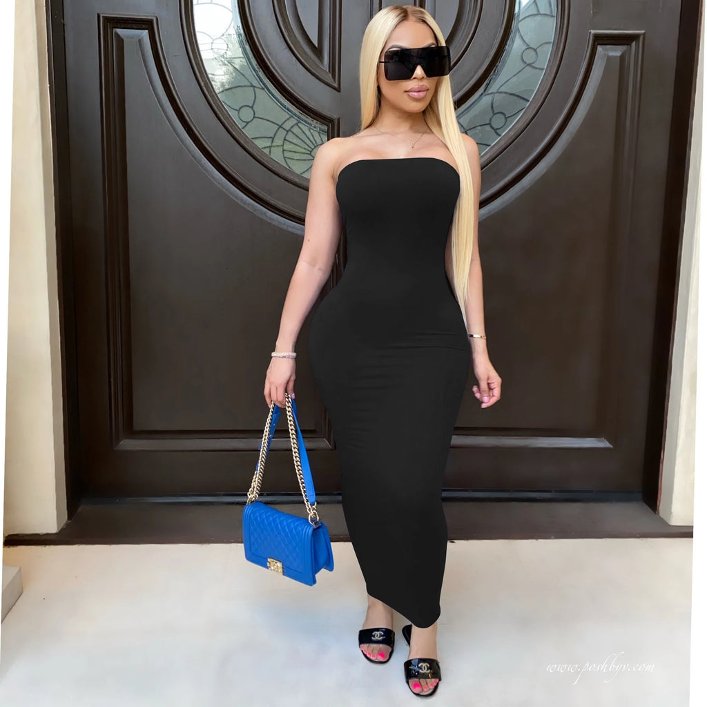 Women's Sophisticated Strapless Body-Hugging Dress for Parties & Beach