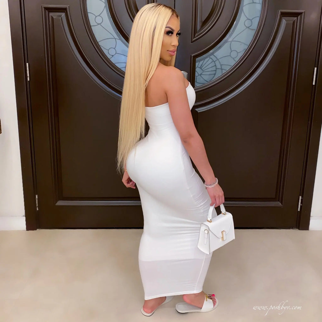 Women's Sophisticated Strapless Body-Hugging Dress for Parties & Beach
