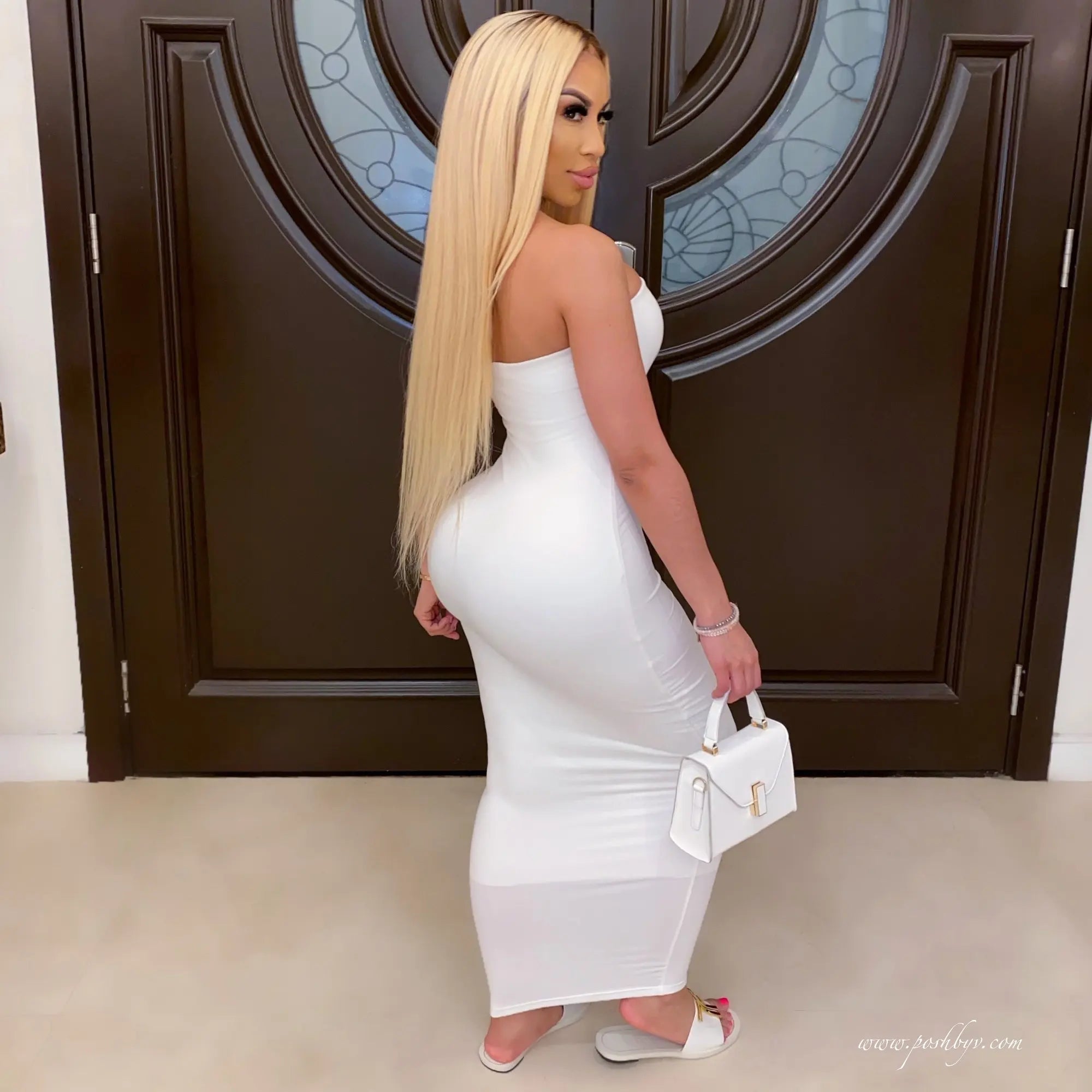 Women's Sophisticated Strapless Body-Hugging Dress for Parties & Beach
