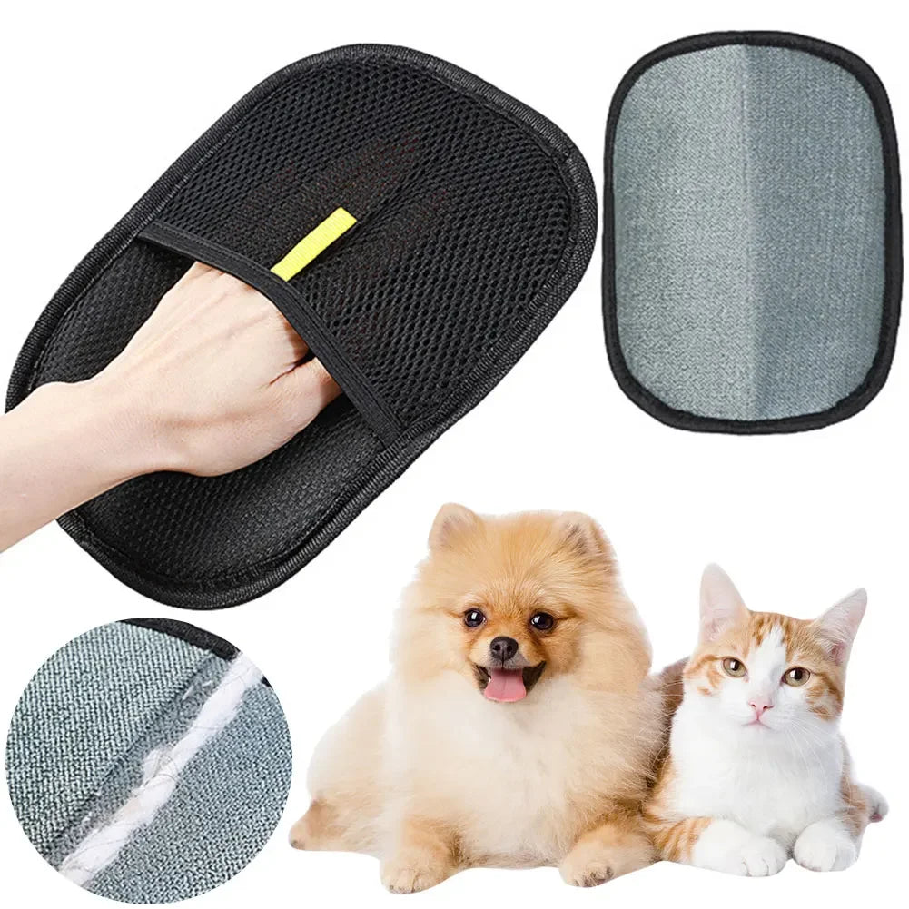 Pet grooming glove for dogs and cats with soft silicone nodules for gentle shedding removal