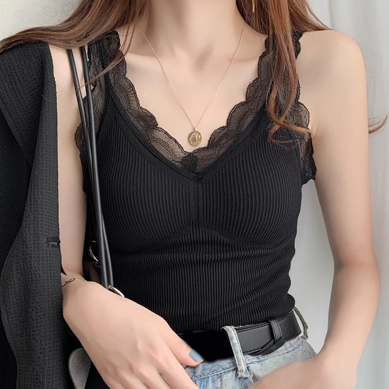 Sexy Lace Thermal Cami - Thick Velvet-Lined Slimming Undershirt