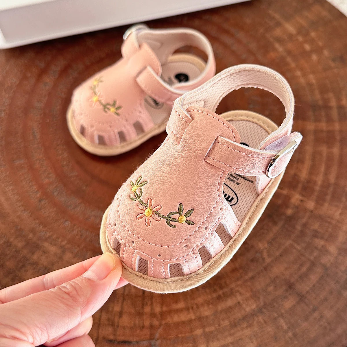 Adorable Floral Infant Sandals – Non-Slip Pre-Walkers for Baby Boys & Girls