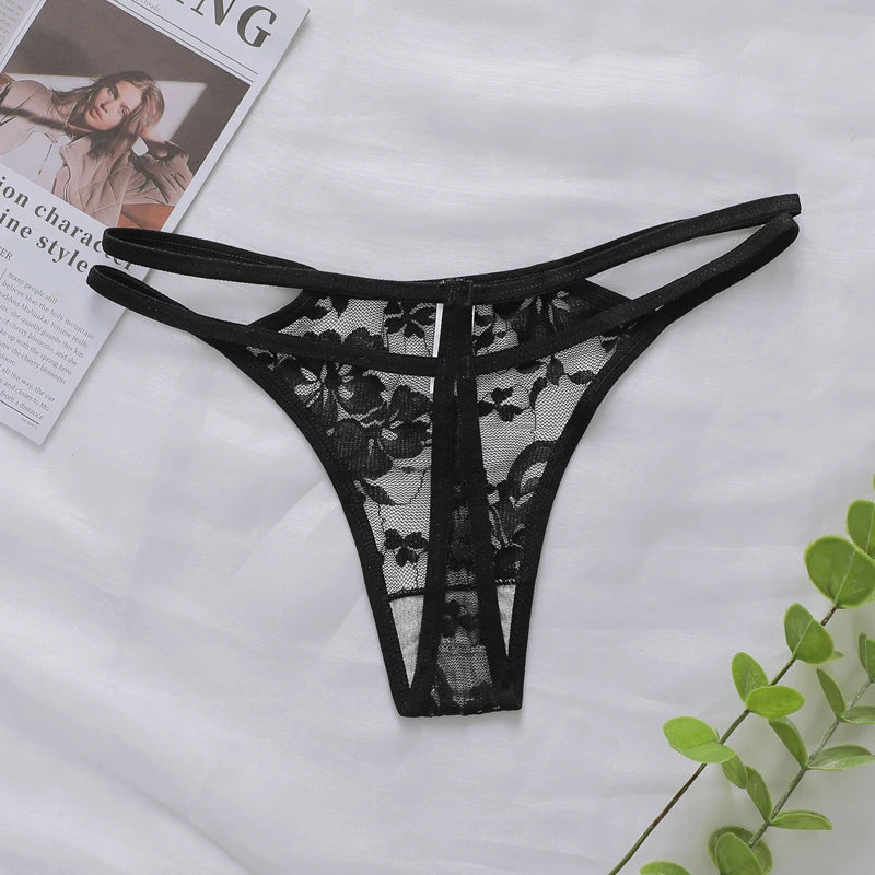 Delicate Floral Embroidery Thong - Soft Low-Waist Sexy Briefs