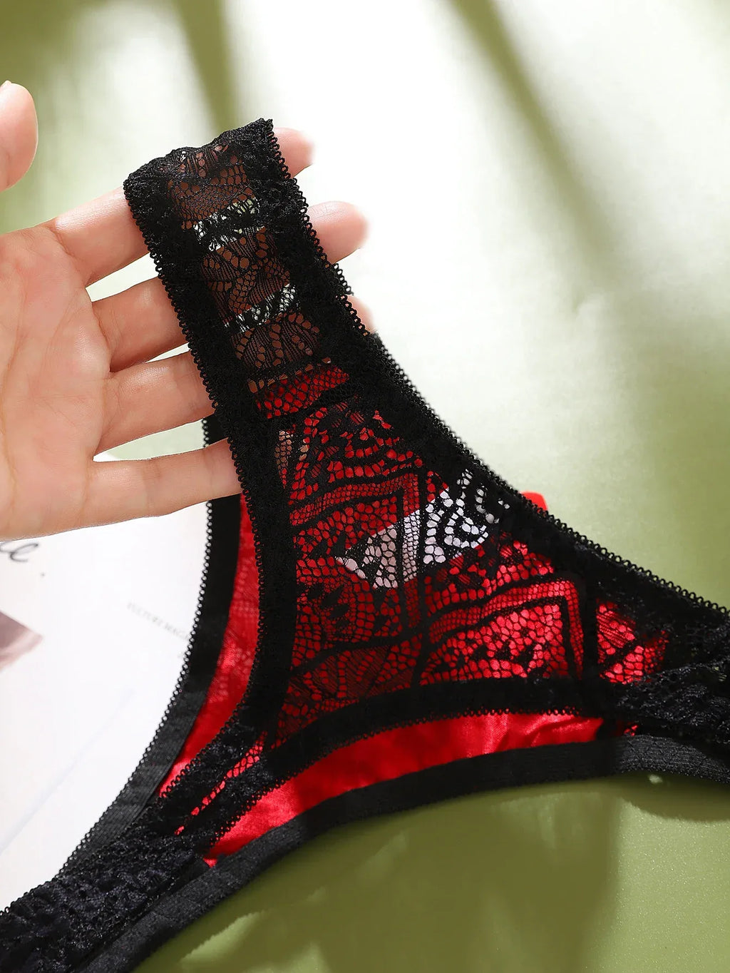 Sexy Lace G-String Thong - Transparent Color-Block Intimates