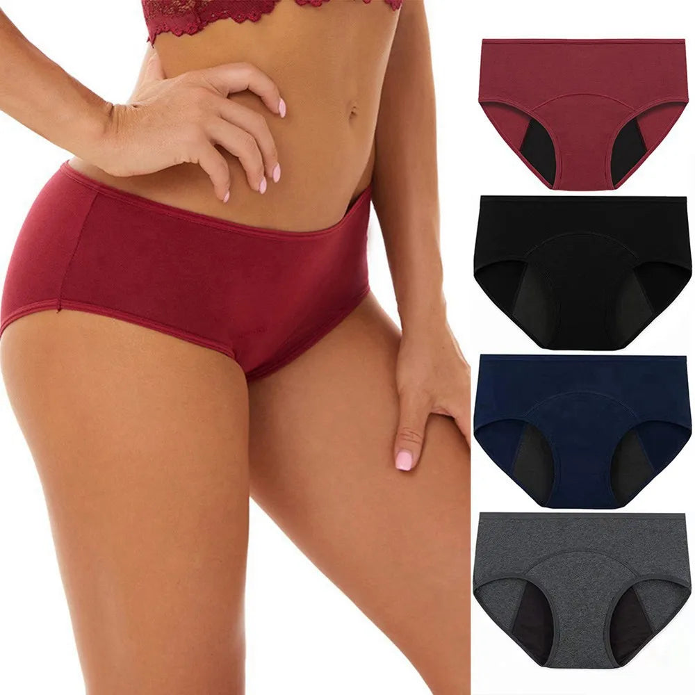 3-Pack High-Absorbency Menstrual Panties - Comfortable Cotton Period Briefs