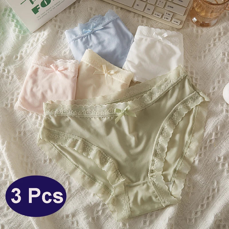 Chic Lace Trim Seamless Underwear (Set of 3) - Quick-Dry Invisible Briefs