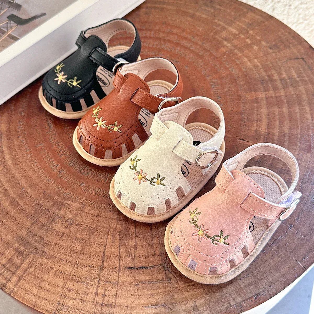 Adorable Floral Infant Sandals – Non-Slip Pre-Walkers for Baby Boys & Girls