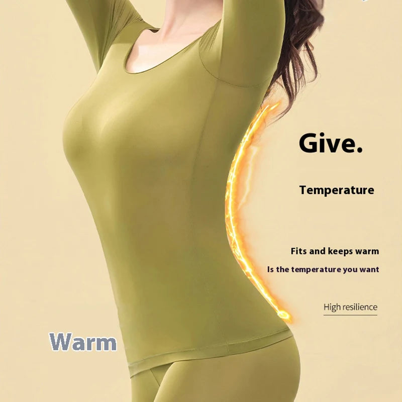 Women’s Heat-Retention Base Layer Set - Soft Fleece-Lined Thermal Top & Bottoms