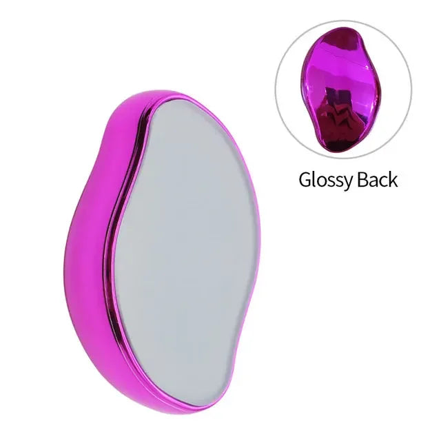 Pink handheld mirror with glossy back, compact and portable design