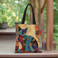 "The Aesthetic Cat & Flora Canvas Tote Bag"