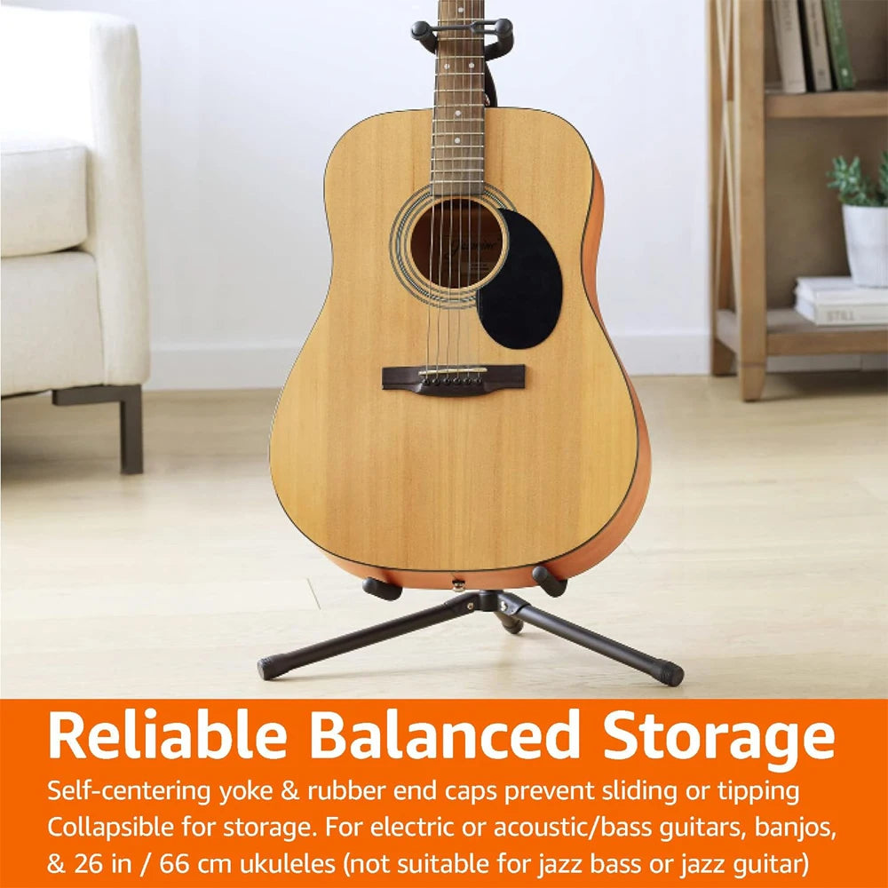 Collapsible Guitar Stand with Secure Lock - Lightweight & Travel-Friendly