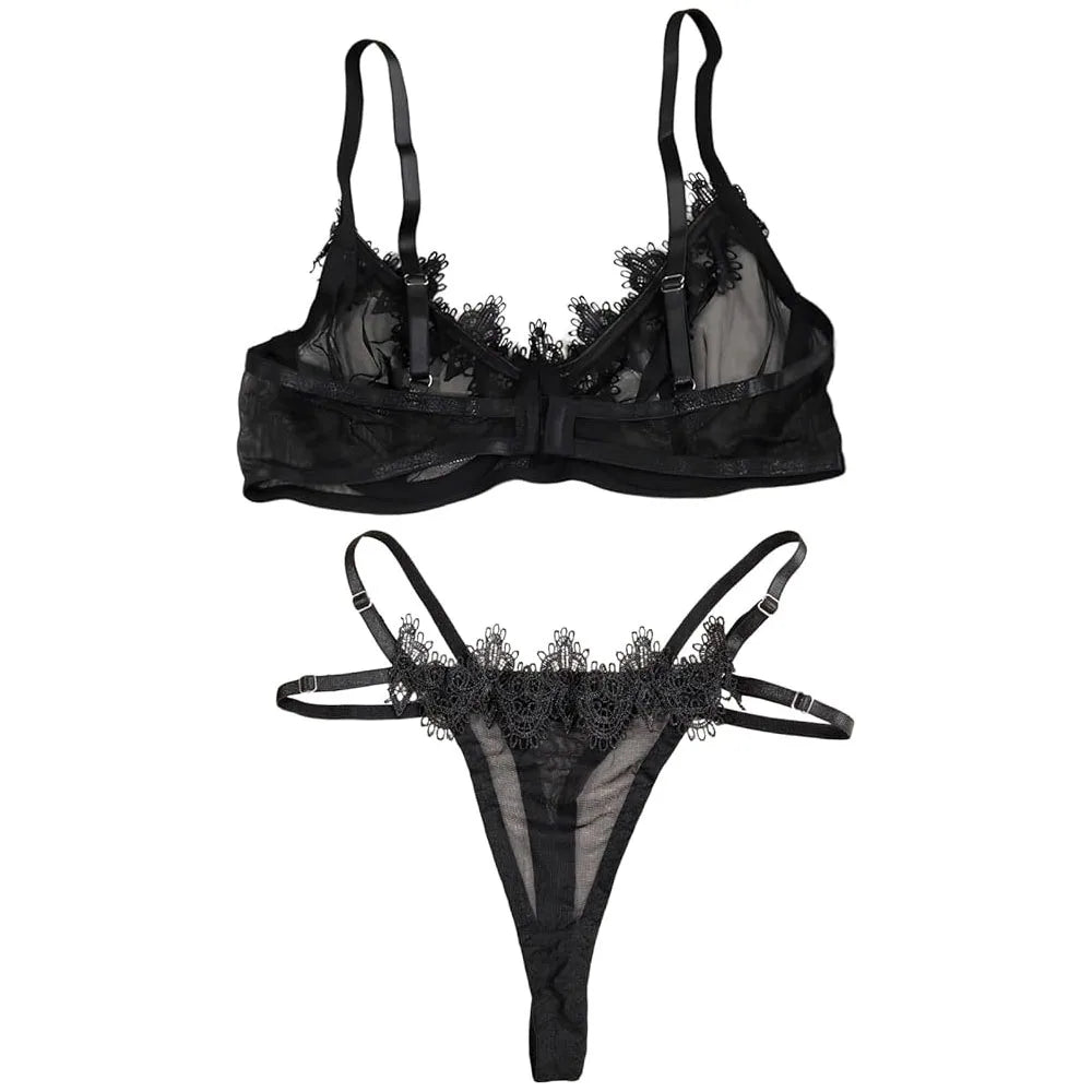 Romantic See-Through Lace Bodysuit - Intricate Embroidery Lingerie