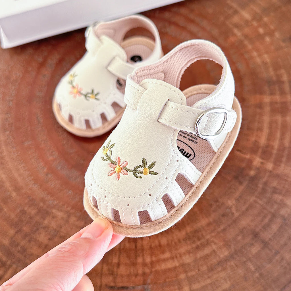 Adorable Floral Infant Sandals – Non-Slip Pre-Walkers for Baby Boys & Girls