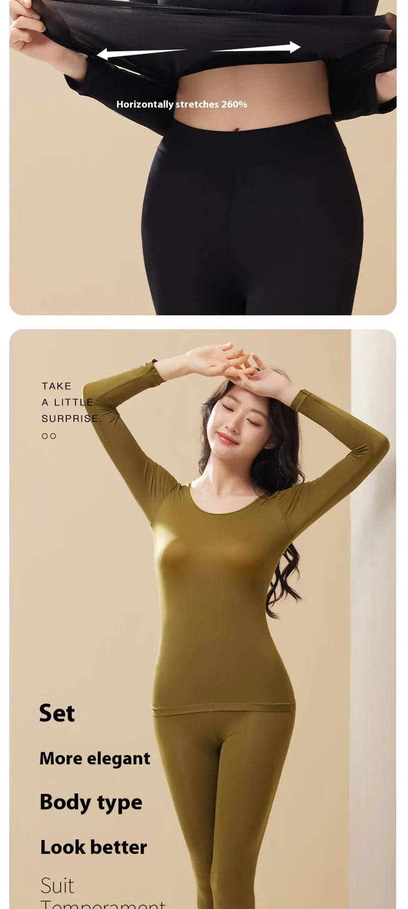 Women’s Heat-Retention Base Layer Set - Soft Fleece-Lined Thermal Top & Bottoms