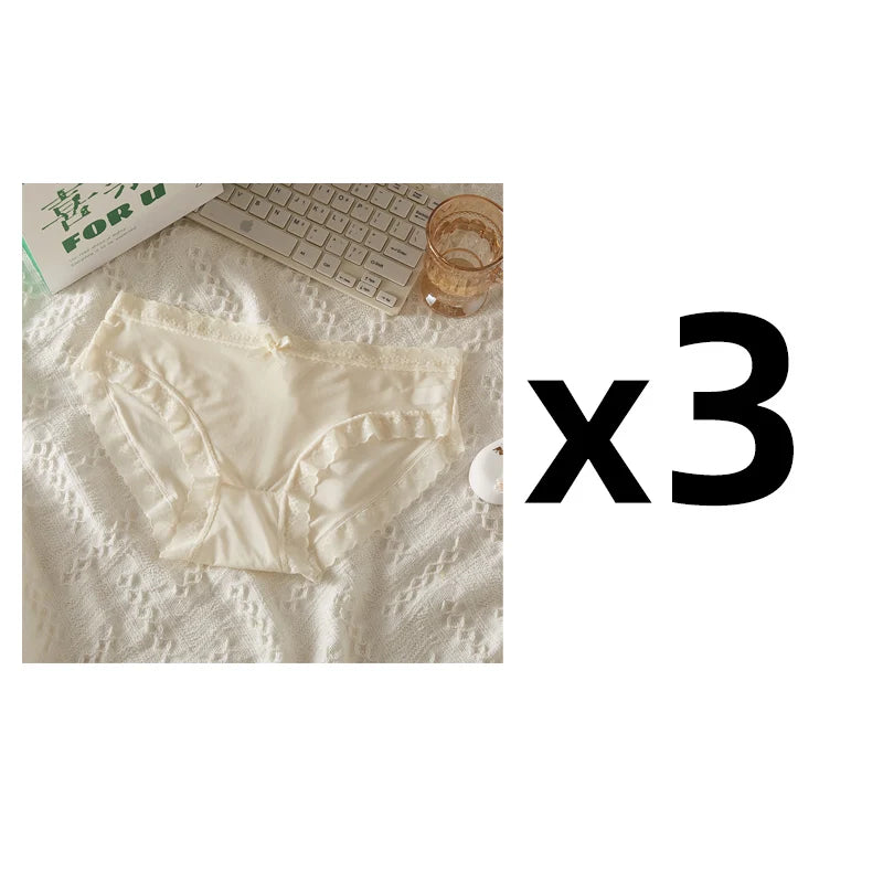 Chic Lace Trim Seamless Underwear (Set of 3) - Quick-Dry Invisible Briefs