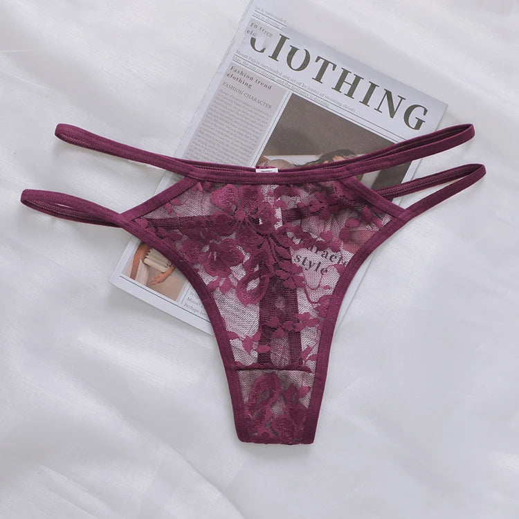 Delicate Floral Embroidery Thong - Soft Low-Waist Sexy Briefs