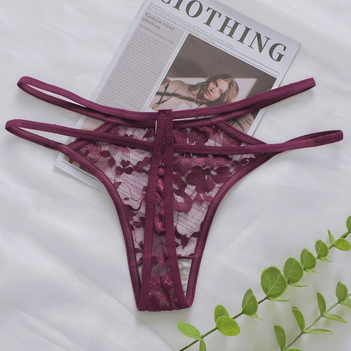 Delicate Floral Embroidery Thong - Soft Low-Waist Sexy Briefs