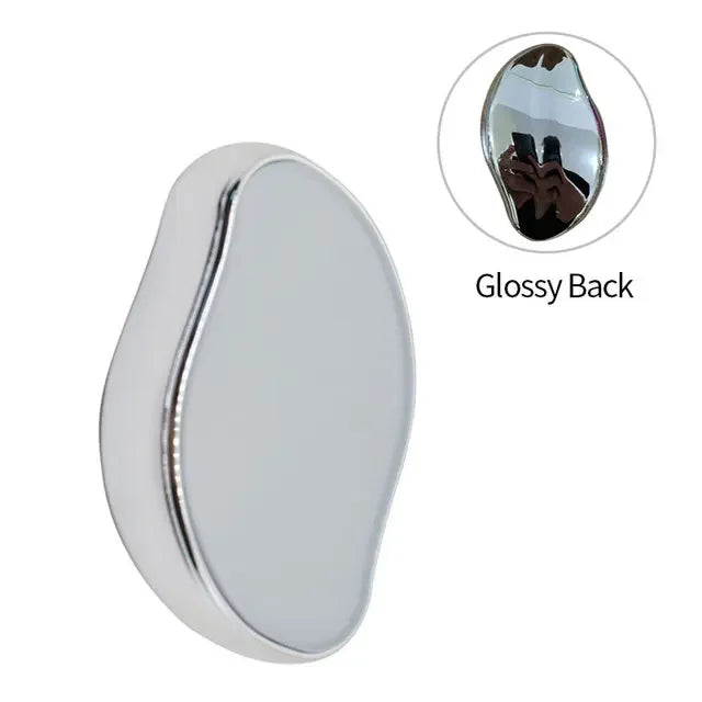 Sleek oval mirror with glossy back, perfect for compact beauty routines