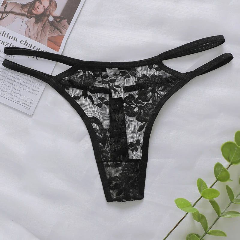Delicate Floral Embroidery Thong - Soft Low-Waist Sexy Briefs