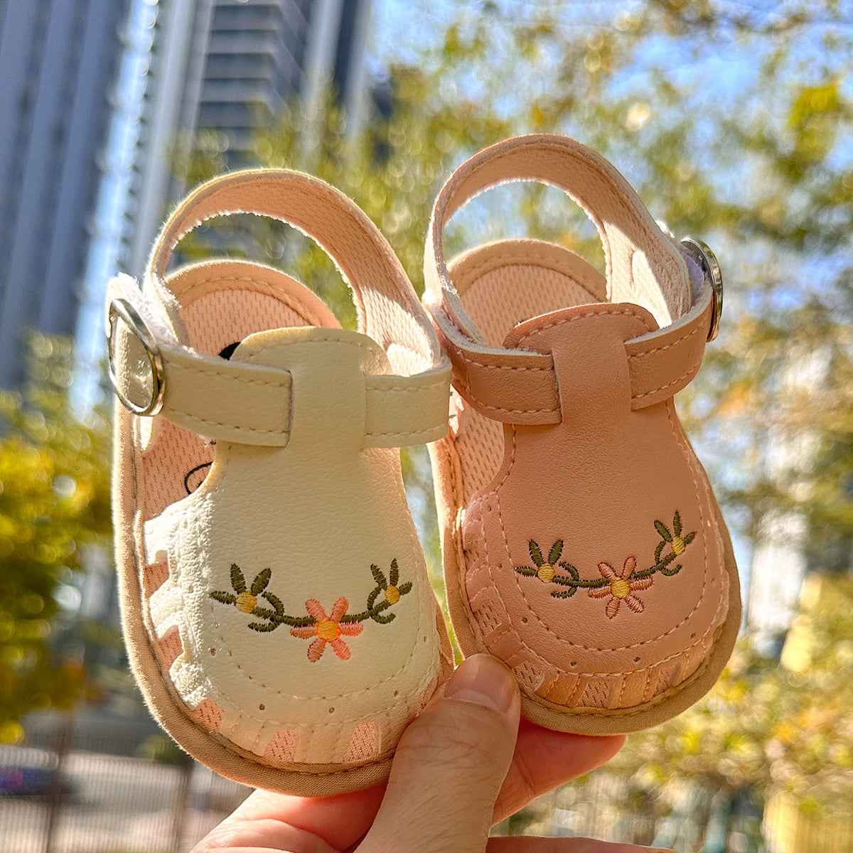 Adorable Floral Infant Sandals – Non-Slip Pre-Walkers for Baby Boys & Girls